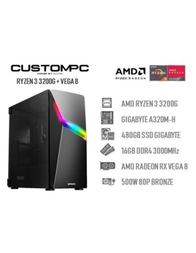 PC AMD RYZEN 3 3200G  16GB RAM , DISCO SOLIDO 480GB SSD, VIDEO RADEON VEGA 8 GRAPHICS ( OFFICE Y WINDOWS )